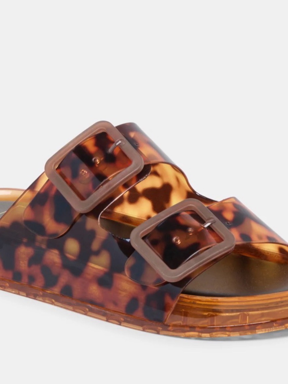 Dolce Vita Tortoiseshell Double-Buckle Slide Sandal - Amber Brown